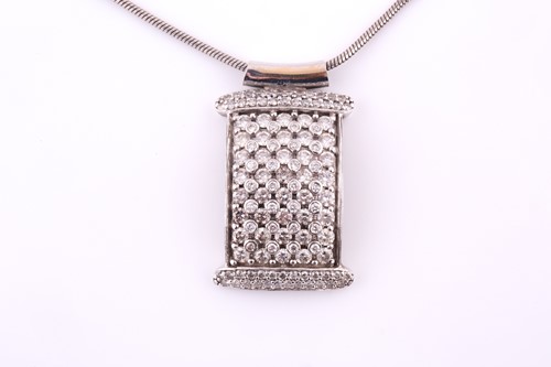 Lot 382 - A diamond pendant necklace The snake-link...