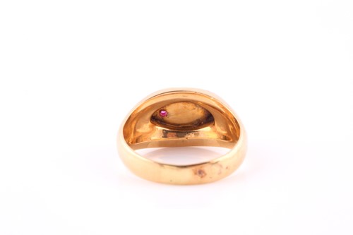 Lot 168 - A ruby-set signet ring The lozenge-shaped...