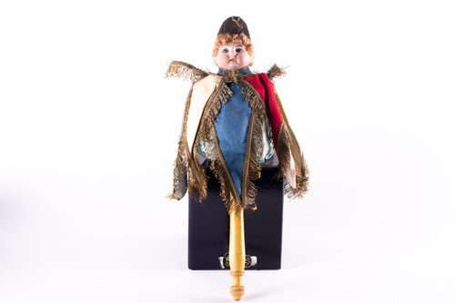 Lot 496 - A 19th German musical marotte doll, with...