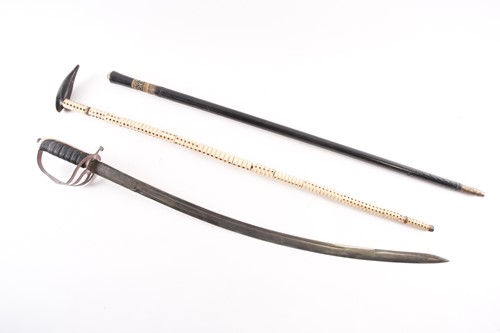 Lot 256 - An Anglo-Indian sabre and scabbard with nickel-...