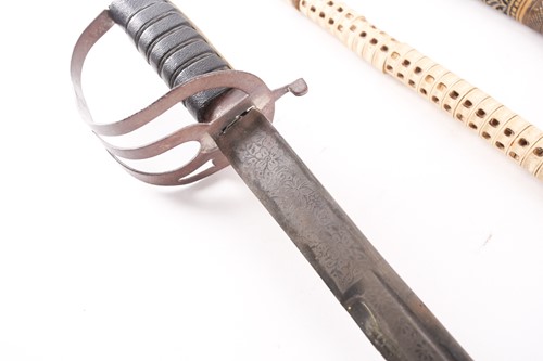 Lot 256 - An Anglo-Indian sabre and scabbard with nickel-...