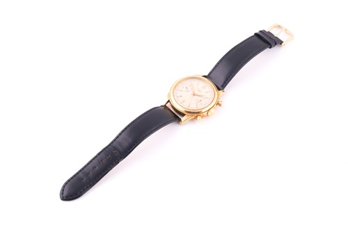 Lot 739 - A gentleman's 18k yellow gold Longines Flyback...