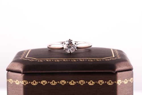 Lot 484 - A diamond single-stone ring by Browns,the...