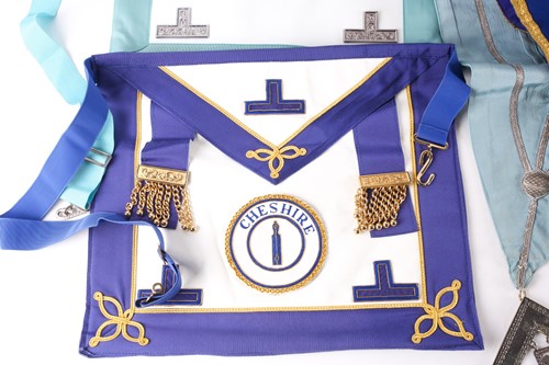 Lot 229 - A collection of Masonic regalia including a...