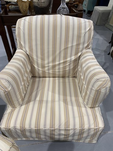 Lot 1 - An Edwardian style scroll back easy chair with...