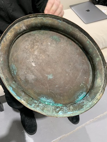 Lot 104 - A 19th century copper and brass oval two...