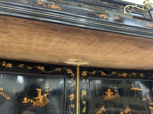 Lot 46 - A late 19th century French black chinoiserie...