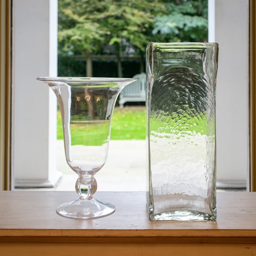 Lot 57 - A large contemporary clear glass trumpet form...