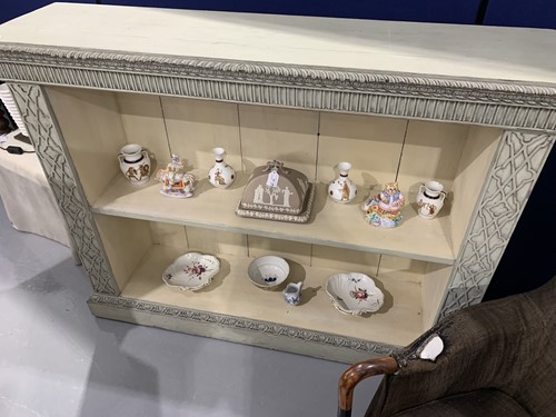 Lot 7 - A Chinese Chippendale style painted and...