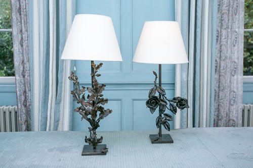 Lot 94 - A contemporary oxidised steel table lamp with...