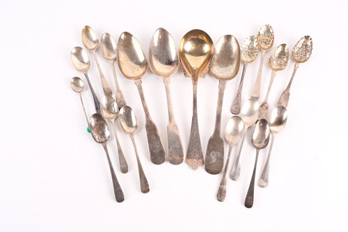 Lot 841 - A collection of assorted silver spoons,...