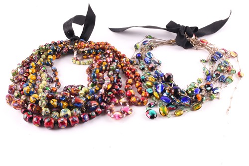 Lot 572 - A collection of foil bead necklaces,comprising...