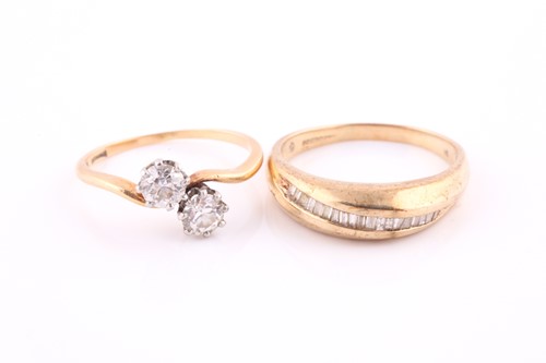 Lot 579 - A diamond crossover ring and diamond...