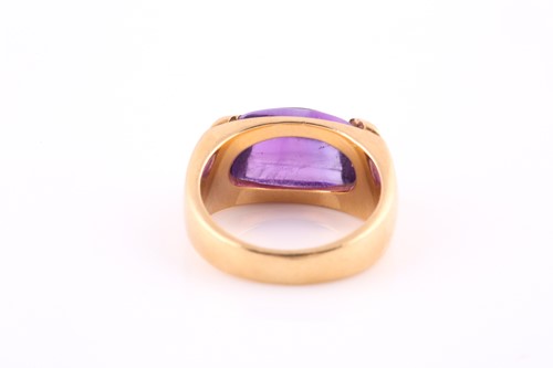 Lot 675 - An amethyst ring by Bvlgari The reeded and...