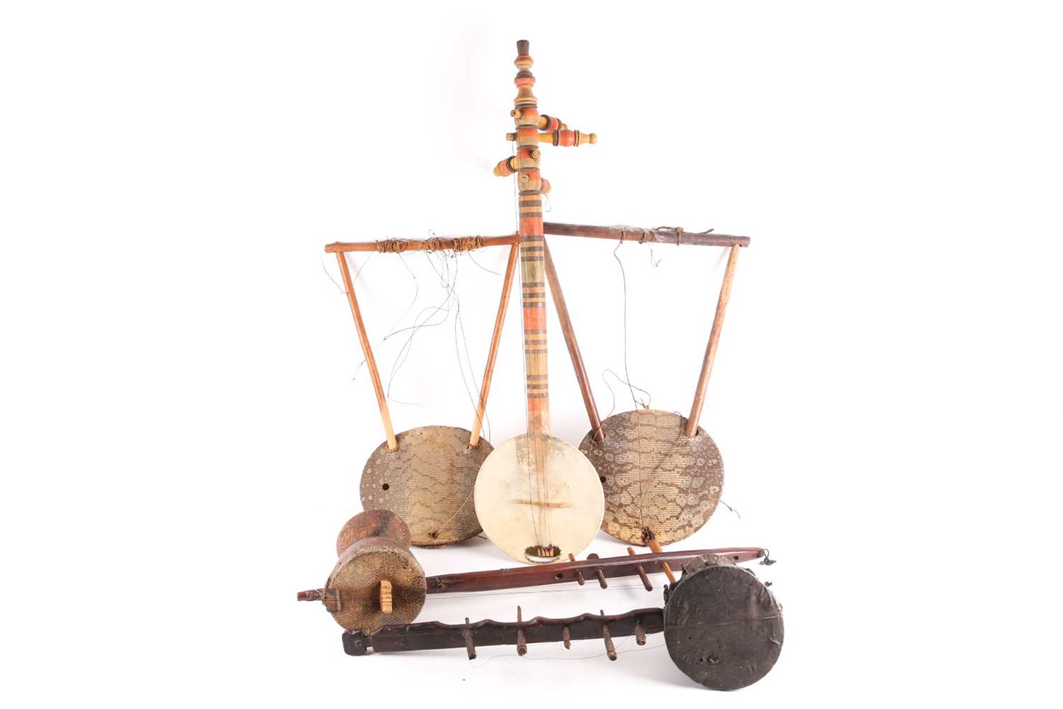 Lot 190 - Two Ugandan bowl lyres, Endongo, the bowls