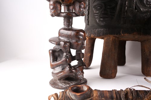 Lot 188 - A Yoruba freestanding carved wood drum, 20th...