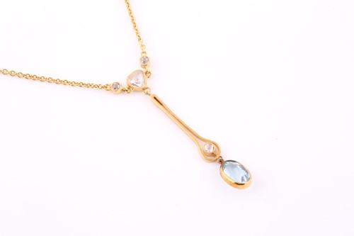 Lot 396 - Edwardian aquamarine and diamond pendant...