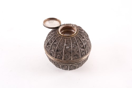 Lot 849 - A 19th-century white metal incense burner, of...