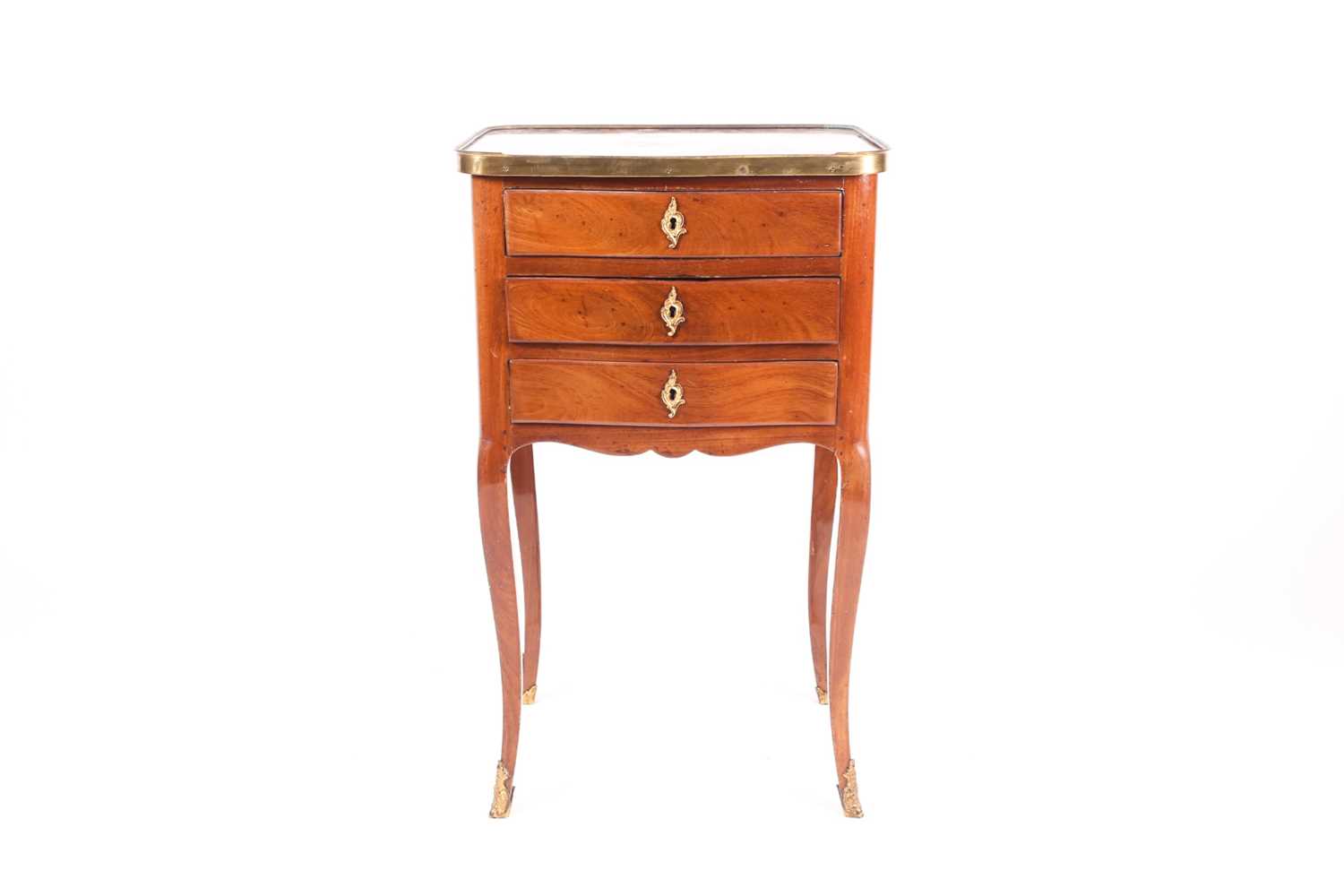 Lot 282 - A French Louis XV style mahogany marble-topped...