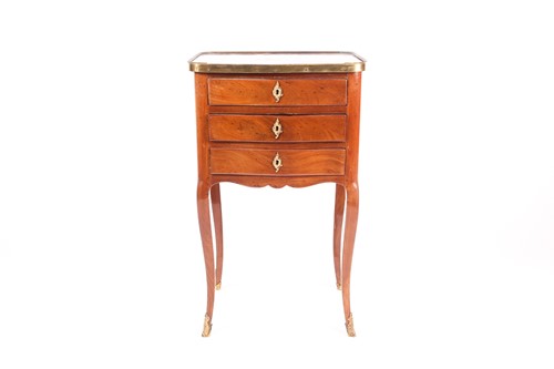 Lot 282 - A French Louis XV style mahogany marble-topped...