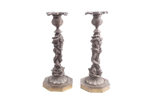 Lot 121 - A pair of 19th century loaded cast bronze...
