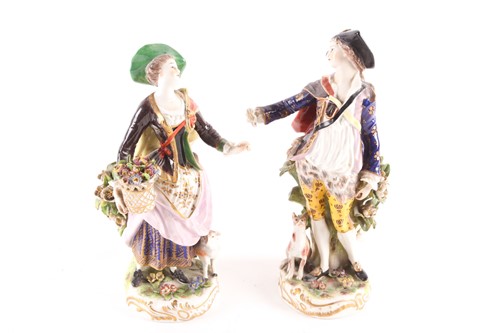 Lot 309 - A pair of 19th century Chelsea-style porcelain...