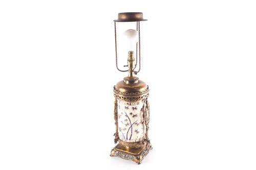 Lot 527 - A Zsolnay aesthetic period lamp, late 19th...