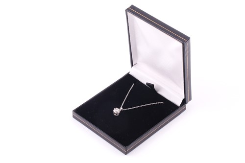 Lot 629 - Single stone diamond pendant on chain, the...