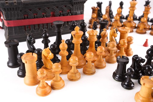 Lot 290 - A Jaques Staunton boxwood and ebony chess set,...