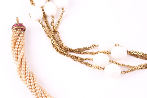 Lot 222 - A Chanel simulated pearl necklace, the twisted...