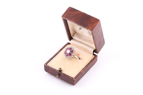 Lot 237 - An 18ct white gold, ruby and diamond...