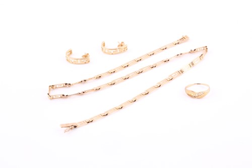 Lot 228 - A suite of Greek 14ct gold jewellery,...