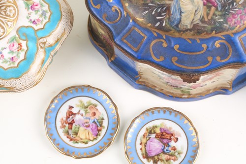 Lot 513 - A Sevres style miniature blu celeste pottery...