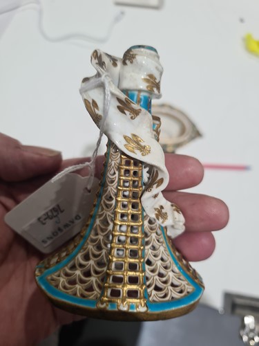 Lot 513 - A Sevres style miniature blu celeste pottery...