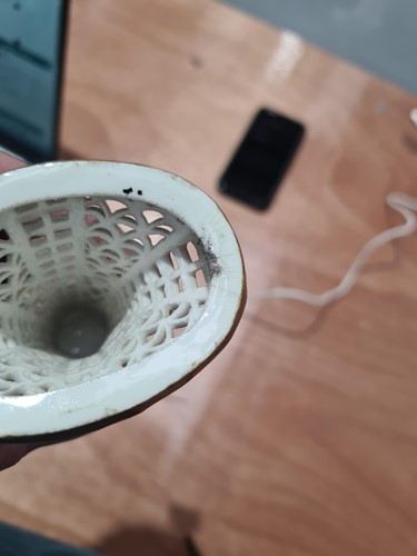 Lot 513 - A Sevres style miniature blu celeste pottery...