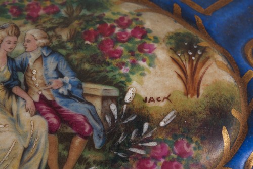 Lot 513 - A Sevres style miniature blu celeste pottery...