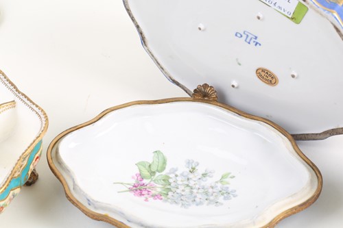 Lot 513 - A Sevres style miniature blu celeste pottery...