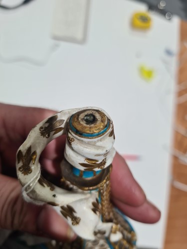 Lot 513 - A Sevres style miniature blu celeste pottery...