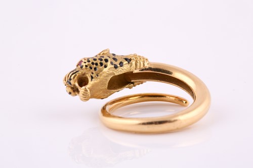 Lot 145 - A French Panther head torque ring with ruby...
