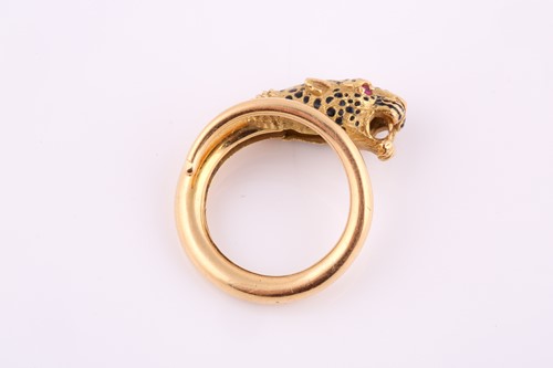 Lot 145 - A French Panther head torque ring with ruby...