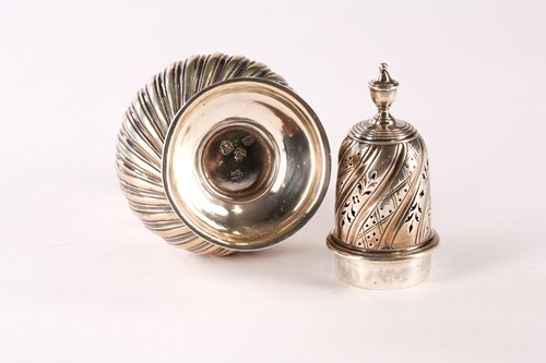 Lot 328 - A large George II silver baluster sugar caster,...