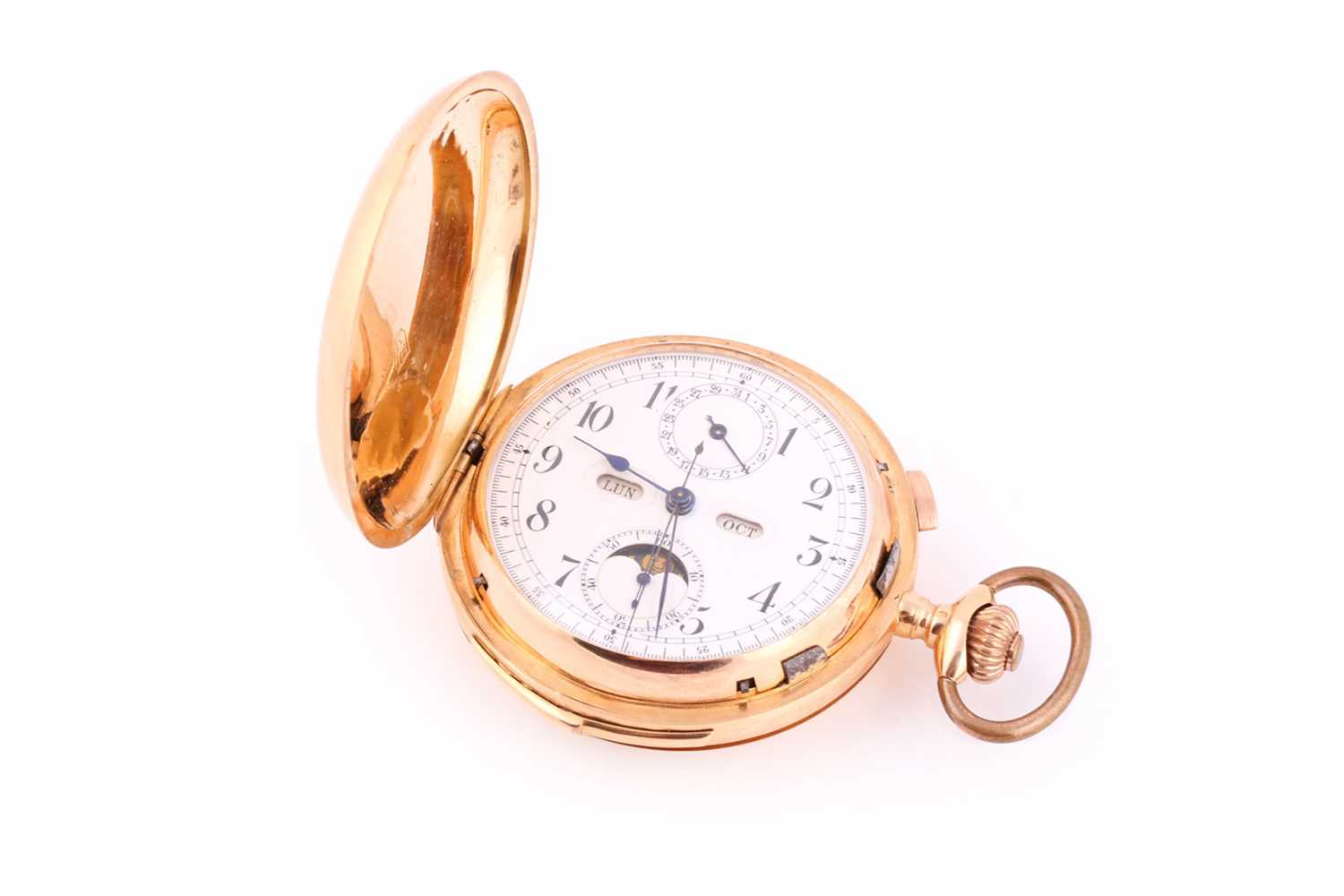 Lot 401 - An 18ct gold cased minute repeater chronograph...