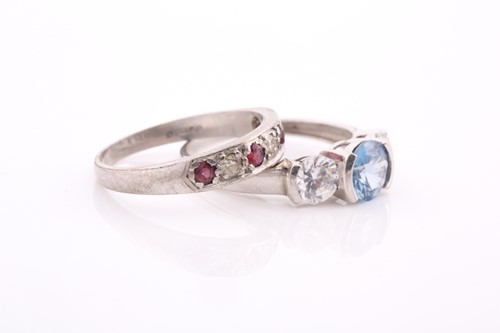 Lot 136 - An 18ct white gold half eternity ring set with...