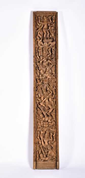 Lot 171 - A carved Indian panel with fully carved...