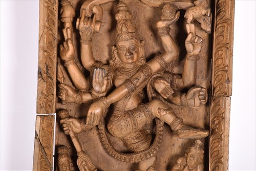 Lot 171 - A carved Indian panel with fully carved...