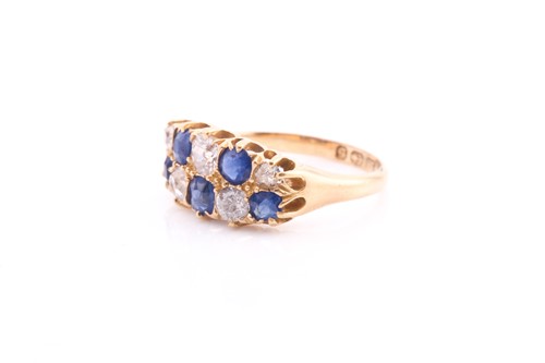 Lot 204 - An 18ct gold Victorian sapphire and diamond...