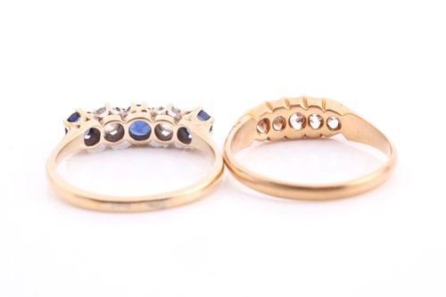 Lot 66 - A ring lot consisting of a sapphire and...