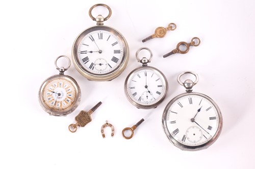 Lot 416 - A lot consisting of four pockets watches and...