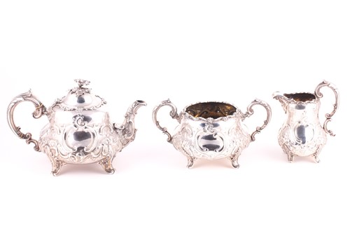 Lot 326 - A Victorian three-piece silver tea set, London...