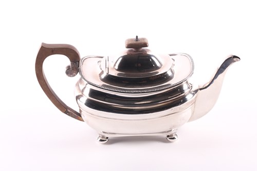 Lot 332 - A silver teapot; Chester 1942, maker's mark...